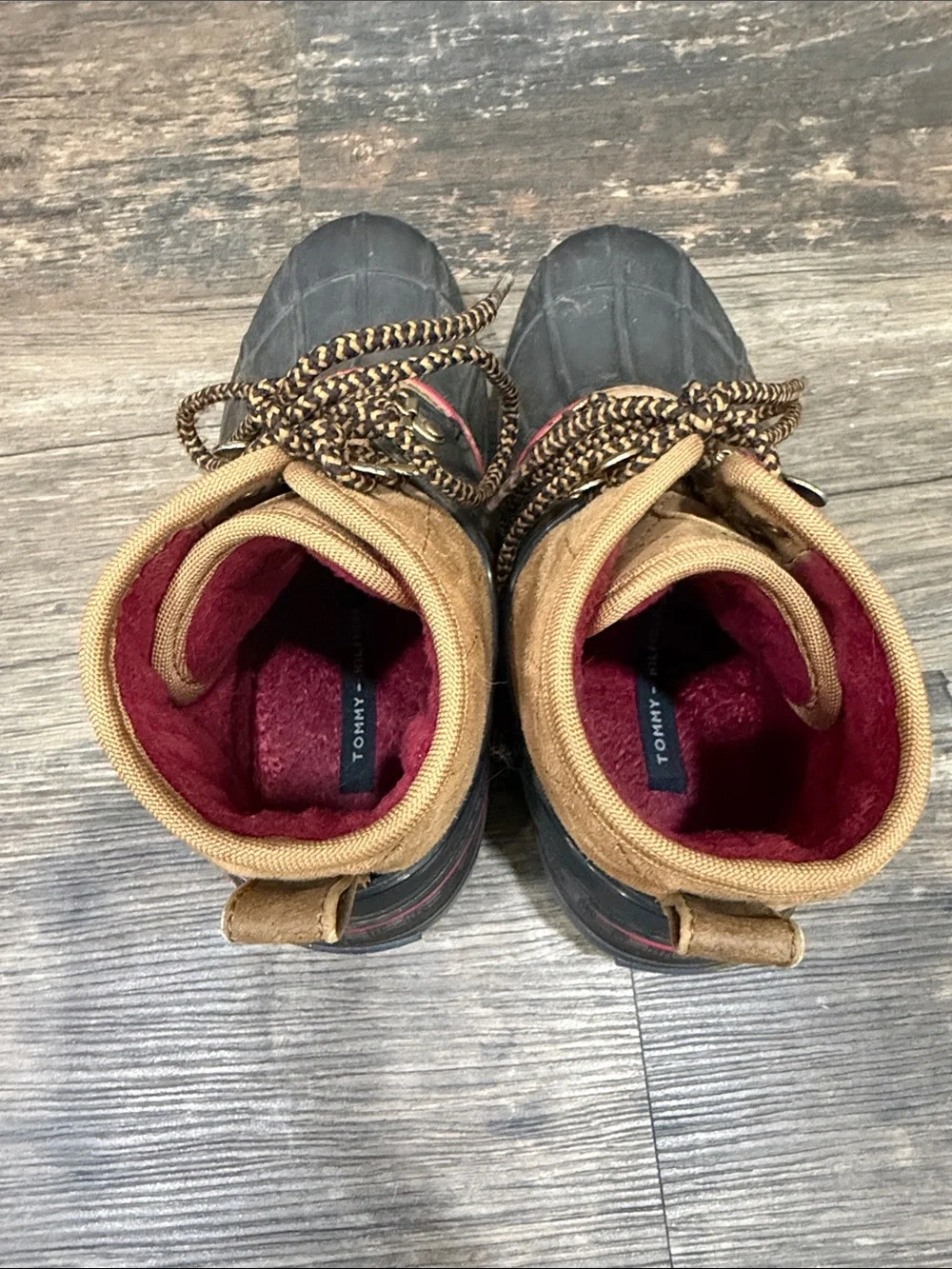 Tommy Hilfiger Brown and Black Winter Rain Duck Boots